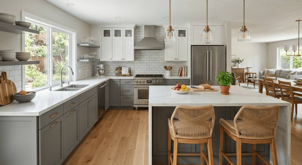 u shaped kitchen with peninsula