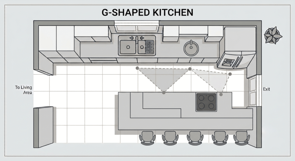 g shaped kitchen layout