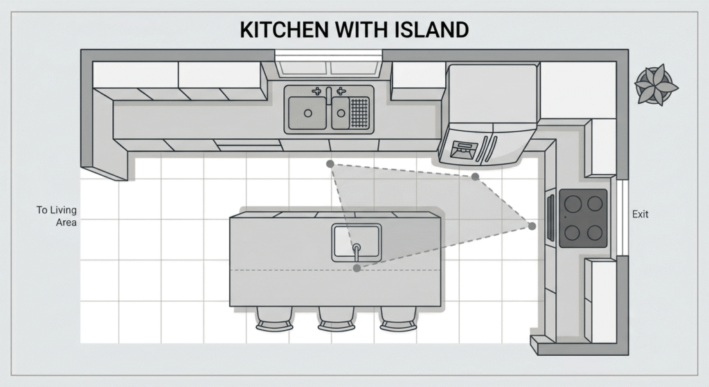 kitchen with island layout