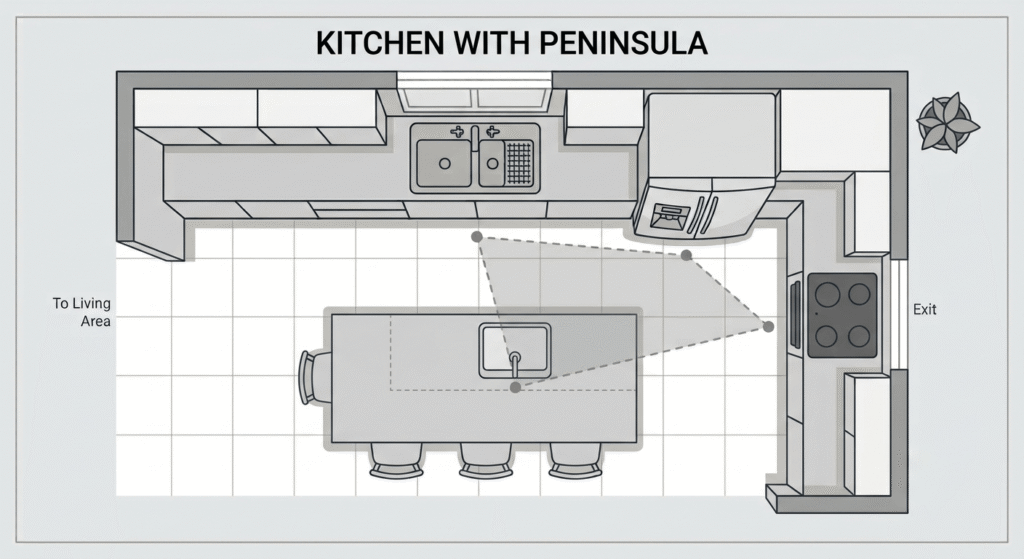 kitchen with peninsula