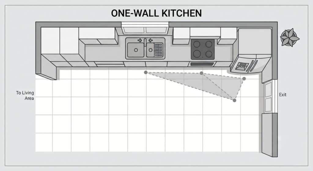 one wall kitchen layout