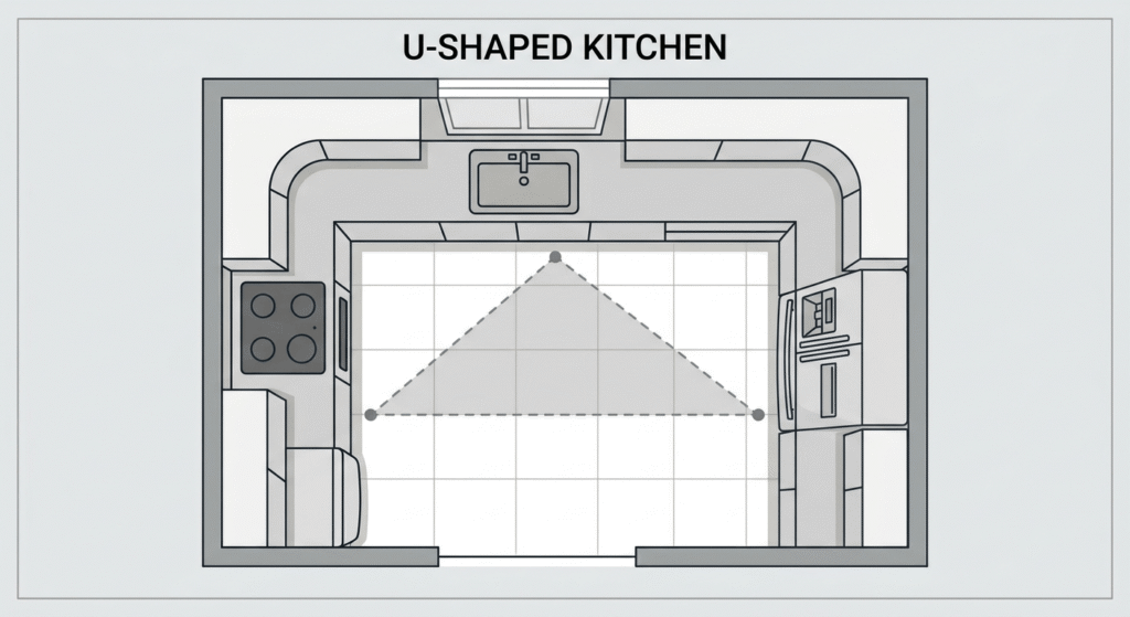 u shaped kitchen