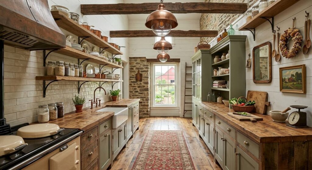 farmhouse rustic galley kitchens