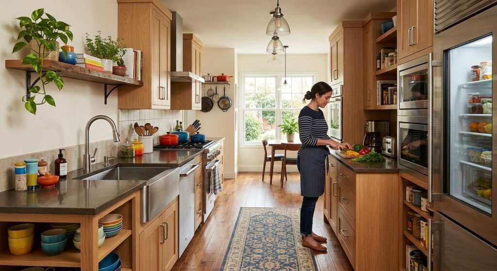 two wall double sided corridor galley kitchen